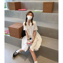 2022 summer new three-dimensional daisy white shirt dress female French niche design wood ear skirt