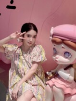 2022 Summer New French Retro Flower Puff Sleeve Dress Niche Design High Waist Slim Doll Skirt Female