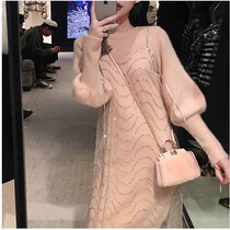 2020 new French niche sweet first love Platycodon grandiflorum Super fairy dress can salt sweet knitted dress autumn