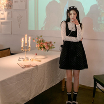 2022 Spring new French style Temperament Harness Velvet dress Dress Lace Undershirt Fashion Two Suits women