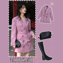 2021 autumn and winter new small fragrant name Yuanyuan Temperament Suit Short Skirts Temperament Little West Suit Jacket Dress children