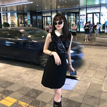 2022 New French Little Black Dress Niche Design Sense Retro Temperament Slim Waist Sleeveless Dress Women Summer