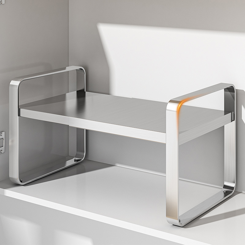 304 Stainless Steel Kitchen Storage Rack Cabinet Partition Shelf Expandable Countertop Cabinet Pot Storage Rack
