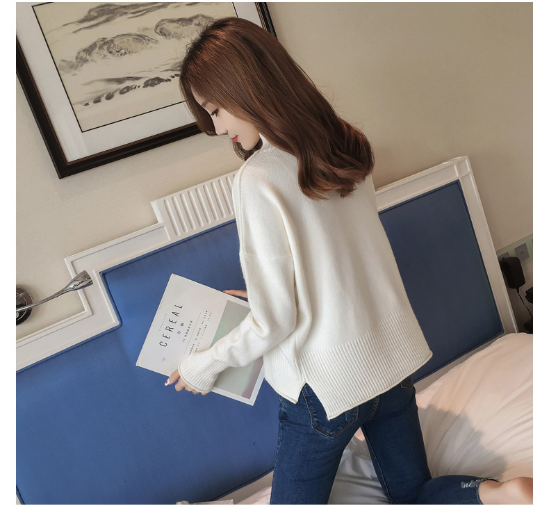 Mùa thu đông 2018 mới áo len cổ cao nữ phiên bản Hàn Quốc của set đồ dài tay áo dệt kim rộng đan đáy dày hoang dã shop quần áo nữ