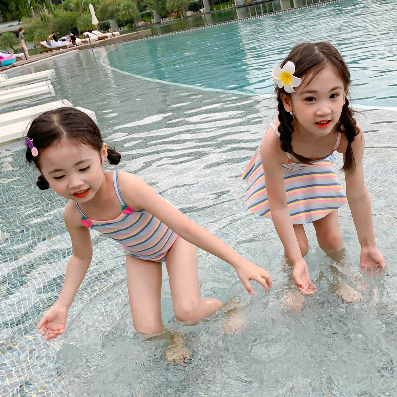 Children's Swimsuit Girls South Korea 2021 New Cute Baby One-Piece Bikini Princess Hot Spring Swimsuit