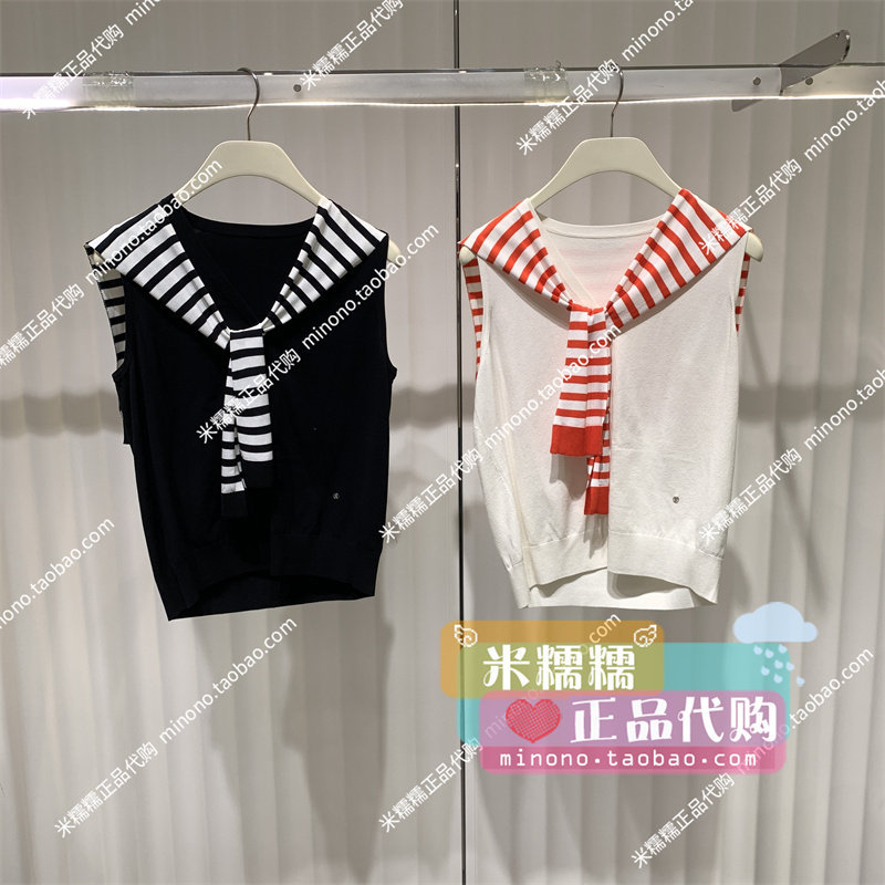 2Sn2032160-Fp2025 Summer New Style Genuine Shawl Sleeveless Knitted Cardigan 5B-699