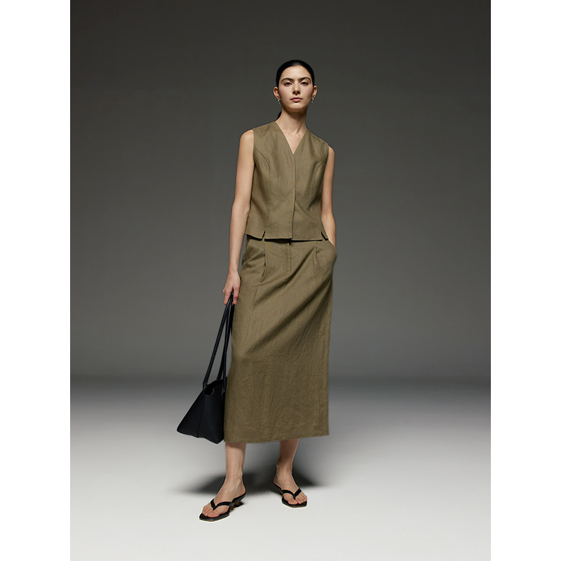 Affinity, Quiet Luxury, Old Money Style, Artistic Texture, Dry Linen, Suit/Vest/Straight Pants/Skirt S5472
