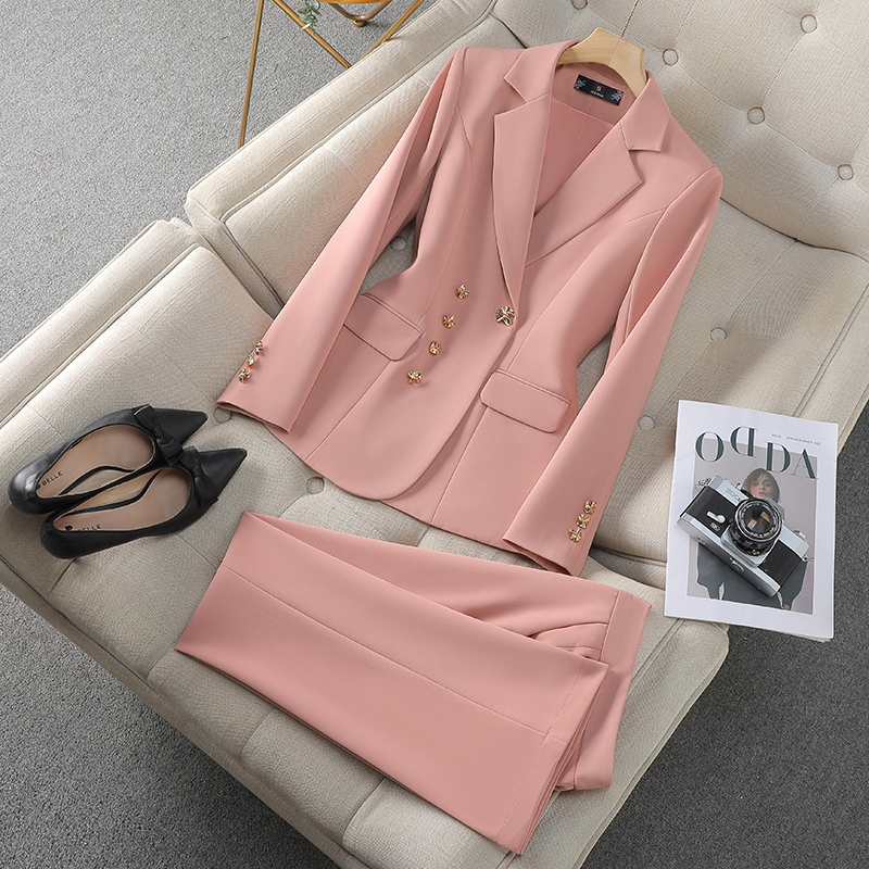Pink Blazer for Women 2026 New Spring and Autumn Style for Announcers and Hosts, Professional Formal Wear, Micro-Flared Pants Suit Pink Blazer for Women 2026 New Spring and Autumn Style for Announcers and Hosts, Professional Formal Wear, Micro-Flared Pants Suit