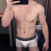 2-pack summer mens cotton breathable boxer briefs fashion belt solid color U convex low waist hipster boxer pants