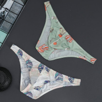 Plant Floral Printed Youth Triangle Briefs Low Waist Sexy Mens Underwear Half Bag Hip Pants Head Big Code Underwear
