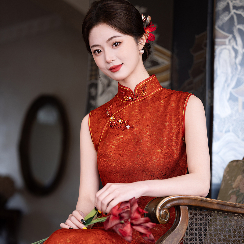 High-End Mulberry Silk Handmade Cheongsam Toast Dress 2026 New Model Dignified and Elegant Engagement Dress Young Morning Gown High-End Mulberry Silk Handmade Cheongsam Toast Dress 2026 New Model Dignified and Elegant Engagement Dress Young Morning Gown