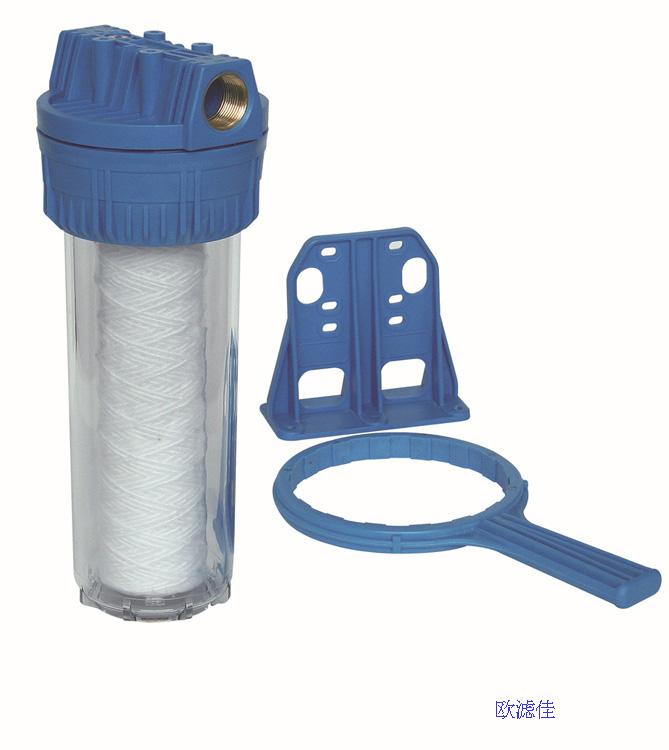 Transparent filter ultrasonic cleaner with 10-inch transparent filter shell ultrasonic water inlet filter bottle 4-mouth plastic tooth