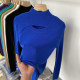 Hollow Half Turtleneck Sweater Women's 100% Pure Wool 2023 Spring and Autumn Thin Style Long Sleeve Bottoming Sweater Top