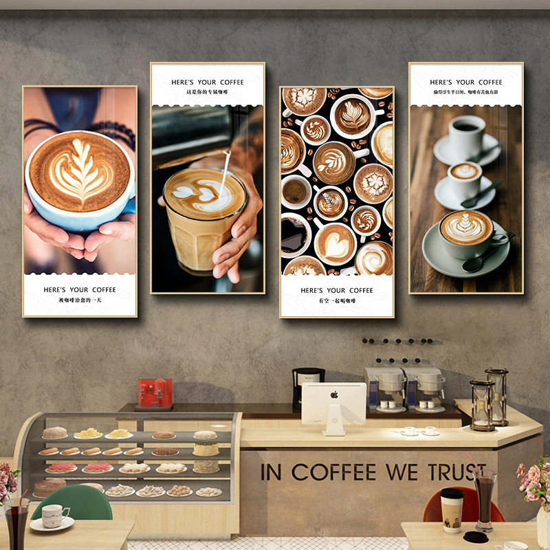 Cafe Decorative Painting Modern Minimalist Drink Shop Wall Decoration Milk Tea Shop Hanging Painting Cafe Background Wall Mural