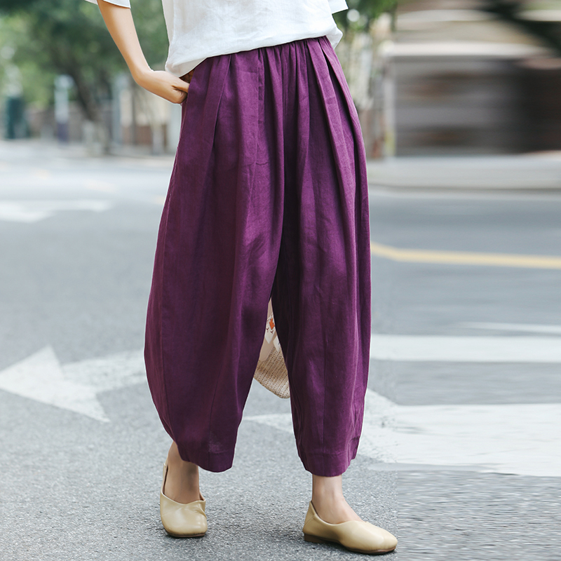 100% Linen Wide-Leg Pants for Women, Balloon Pants, 2026 New Summer Loose Slimming Cropped Pants, Cotton-Linen Casual Pants for Women, Autumn 100% Linen Wide-Leg Pants for Women, Balloon Pants, 2026 New Summer Loose Slimming Cropped Pants, Cotton-Linen Casual Pants for Women, Autumn