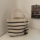 Суперпопулярно в этом году! Сумка большой вместимости, полосатая сумка, универсальная холщовая сумка в одном стиле, простая большая сумка.
