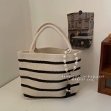 Суперпопулярно в этом году! Сумка большой вместимости, полосатая сумка, универсальная холщовая сумка в одном стиле, простая большая сумка.