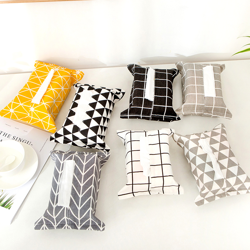 Nordic ins cotton linen art paper towel set paper towel bag draw paper box living room toilet car interior car home hanging type