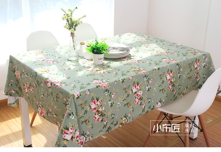 nước Mỹ mục vụ nhỏ hoa hồng tươi khăn trải bàn bằng vải bông bàn cà phê vải khăn trải bàn bàn tròn tủ TV - Khăn trải bàn khăn trải bàn vuông