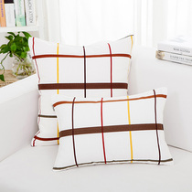 Eurostyle minimalist rice white checkered pillow back cushion rests against the pillow headboard Office pure cotton backrest cover without core