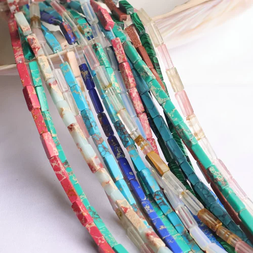 Прямоугольные бирюзовые бусины из нефрита ручной работы, аксессуар, аксессуары, 4×13мм