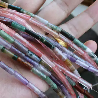 4 * 13mm small round tube beads natural amethyst Indian agate synthetic watermelon wafer pillar beads DIY accessories