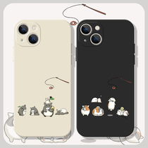 Dragon cat applies to apple 13promax liquid silicone cell phone shell xs zhongkou Three summer destinations friends account Cartoon Comic Xr Cartoon iphone6 Sweet 11 cured 8p All-bag 7 Lovely 1
