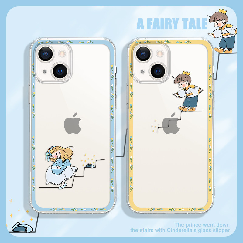 Prince Cinderella applies Apple 13 mobile phone protection shell lovers mini transparent softshell iPhone12promax male and female 11 Show all love 8p cute xs cartoon xr illustrator 2