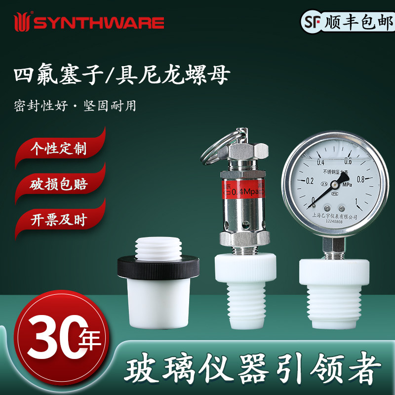 欣维尔四氟塞子具尼龙螺母实验器材25#内螺纹四氟塞（四氟全包O圈）具密封环泄压阀真空表S11 S12 S53 B60