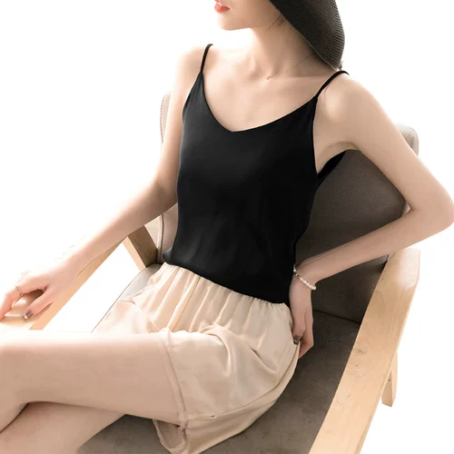 Шелковая сексуальная майка топ, базовая приятная телу футболка без рукавов