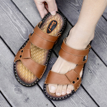 Slippers Men Summer 2020 new sandals wear middle-aged and elderly dual-purpose soft-bottom trend casual leather mens sandals