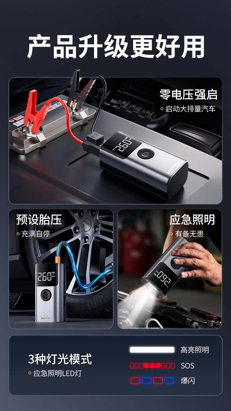 Buwei Car Emergency Jump Starter and Air Pump All-In-One Device Battery Booster Starting Device