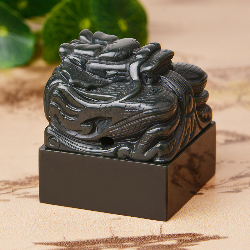 Natural and Tian Yuqing jade disc dragon seal Seal Seal of the Seal Desk Swing Piece Business Gift Support Lettering with Certificate-Taobao