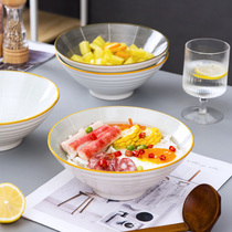  Household noodle soup bowl 8 inch hat bowl Ceramic bowl Large bowl noodle bowl Household large noodle bowl net red salad bowl