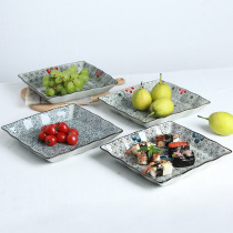 Plate Creative Japanese household square plate Fruit plate Vegetable plate Large net red plate Ceramic tableware net red deep plate