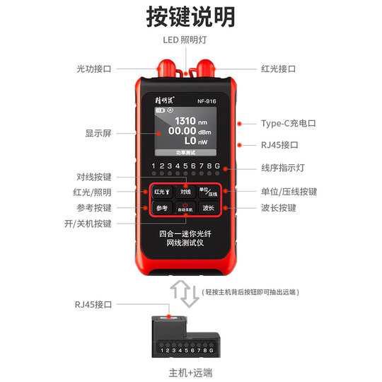 Smart Mouse Nf-916/916S Optical Power Meter Red Light All-In-One Fiber Optic Cable Crimping Tester