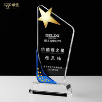 Zhuo He Brilliant Star Crystal Trophy Customized Enterprise Monthly Excellent Employee Five-pointed Star Honor Souvenirs