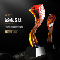 √ Zhuohe Liuli Crystal Trophy Customized Creative Team Achievement Annual Meeting Excellent Staff Honor Souvenirs