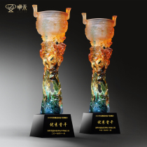 Zhuohe Liuli Crystal Trophy Customized Creative Classical Inheritance Ding Art and Culture Mentor Annual Awards Ceremony
