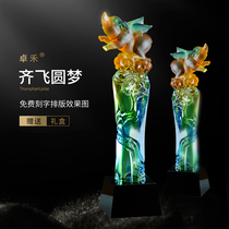 √ Zhuohe glazed crystal trophy customized creative pig annual meeting excellent team competition gift box souvenir