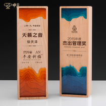 Zhuohe solid wood crystal trophy customized wooden creative outstanding contribution employee newcomer honor award prize