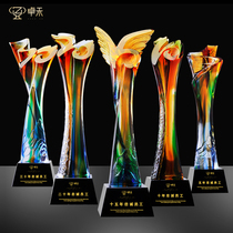 5 10 15 20 30 Anniversary Celebration Crystal Glass Trophy Customized Creative Company Event Honor