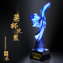 Only I respect the Kings style Blue Thumb glass trophy honorary affirmation Award the top ten annual Person award