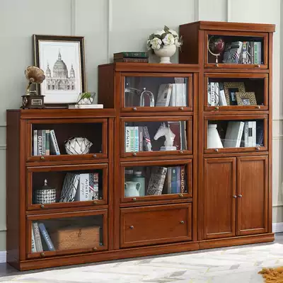 American bookcase holder with door glass door landing solid wood student bookcase display cabinet living room drawer storage cabinet