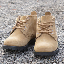 Spring and autumn Martin boots male desert short boots Round Head Real Leather Shoes Tooling Labor Insurance Bulk Shoes Electro-Welded Fur High Help