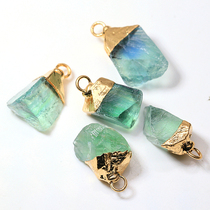 Natural conformable green fluorite pendant for men and women simple and fashionable pendant jewelry rough stone great gift