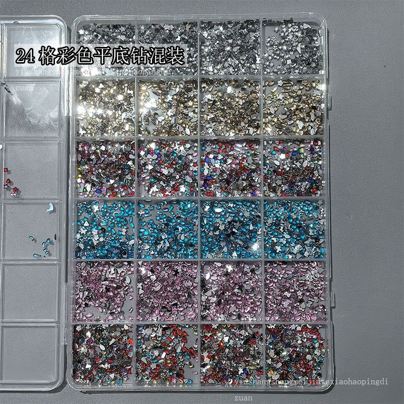 24-Colorful Mini Nail Art with Irregular Shapes, Nail Rhinestones, Wearable Nail Accessories, Nail Decorations