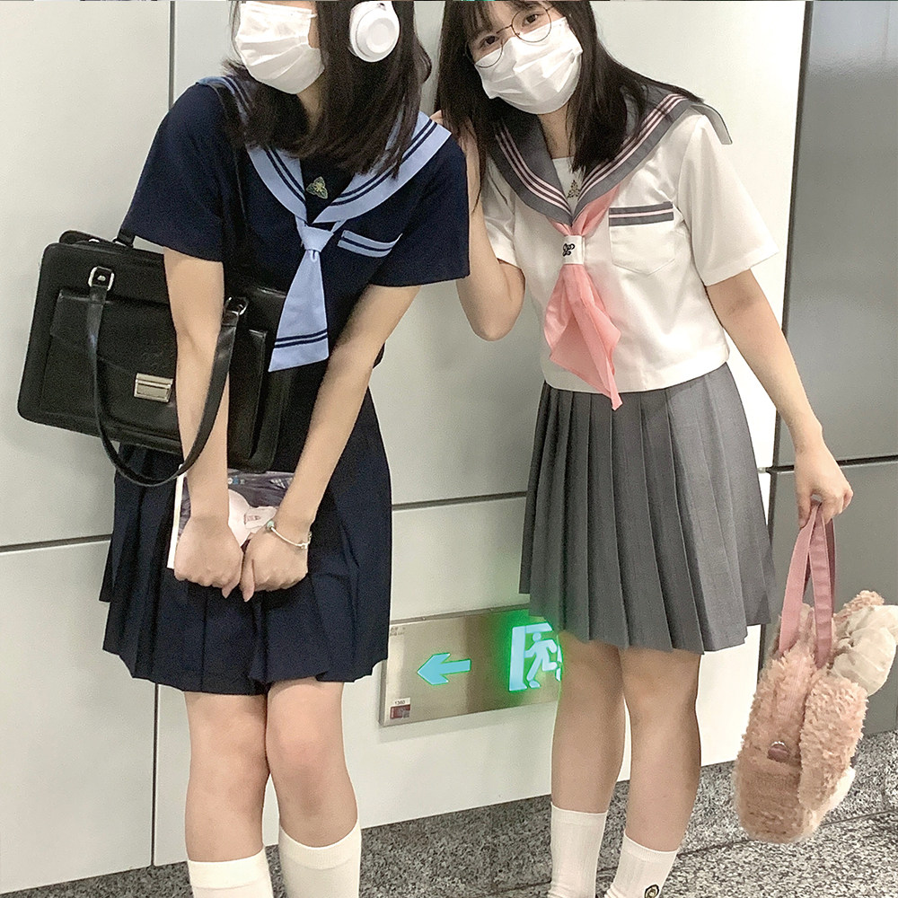 (Ghost Horse Girl) Liumai Original Summer Sailor Suit Suit JK Uniform College Style Short-sleeved Top Basic Model - Taobao