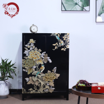  Jinyuan Hengxin Chinese hand-painted painted lacquerware Shoe cabinet Shoe cabinet Foyer entrance side cabinet decoration retro national style furniture