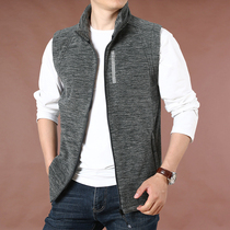 Mens fleece large size loose stand collar waistcoat mens jacket fashion casual outdoor cardigan quick-drying mens vest tide